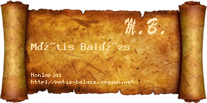Mátis Balázs névjegykártya
